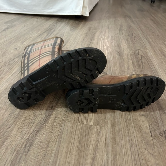 Burberry Rubber Mid-Calf Rain Boots - Check Print - Picture 3 of 6